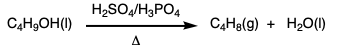 chemical equation showing the dehydration of 1- and 2- butanol 