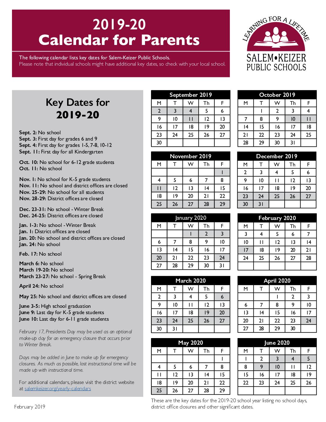 Salem Keizer School Calendar 2019 20 – Get Calendar 2023 Update