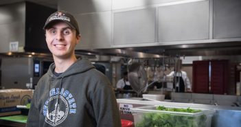 Westfield State University student Brandon Sullivan, who proposed the idea that the Dining Commons donate unused food to the non-profit organization Rachel's Table to help those in need.