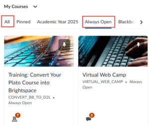 Sort options on My Courses Widget