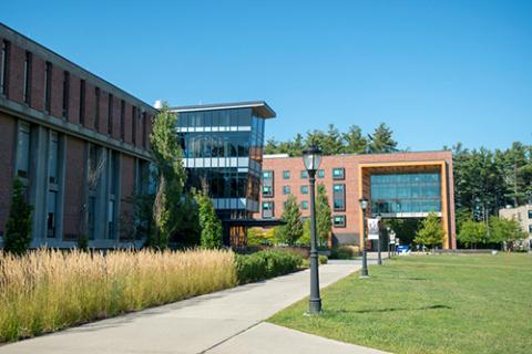 The Ely Campus Center with University Hall in the background