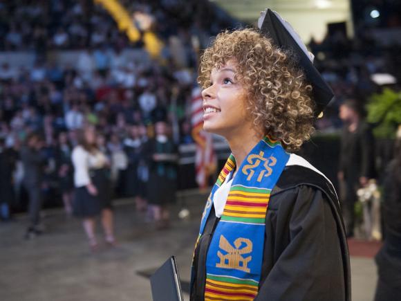 student at commencement