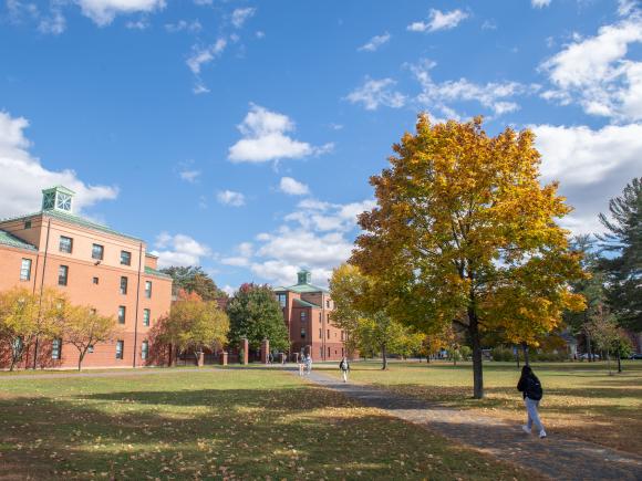 Courtney and Campus Green in Fall