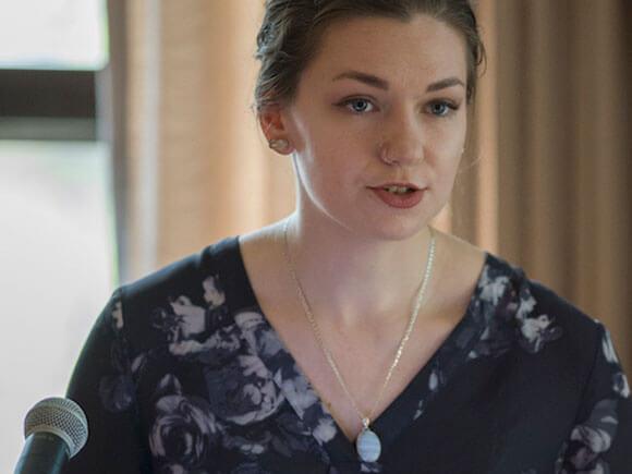 Stephanie Carvalho giving her Senior Honors Presentation in 2017.