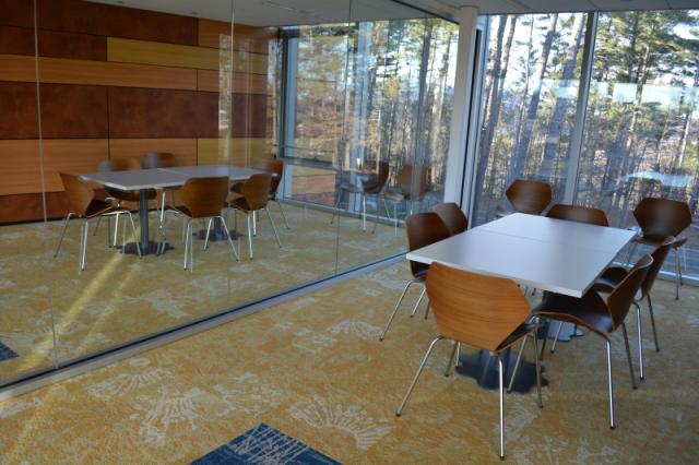 University Hall study rooms featuring floor to ceiling windows