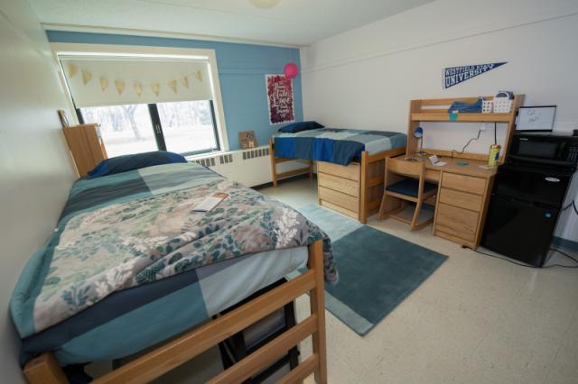 Interior view of a Lammers Hall dorm room