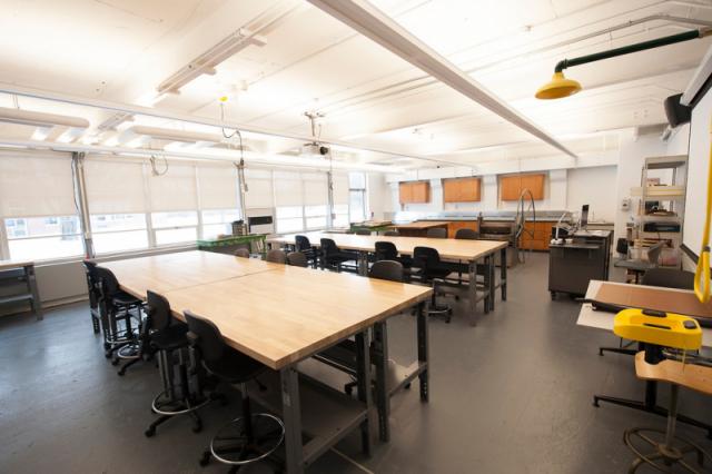 Print making classroom in the Dower Center for the Arts