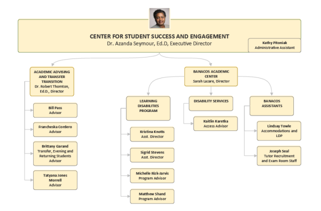 Center for Success and Student Engagement Organization Chart, Part One