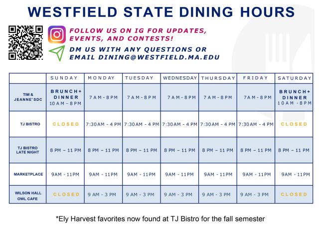 Dining Hours of Operation, see link for details