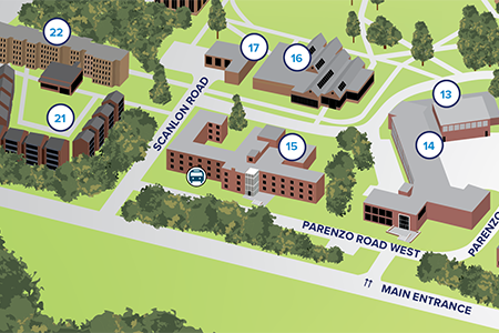 Scanlon Hall on the campus map
