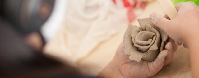 Student Making Clay Rose
