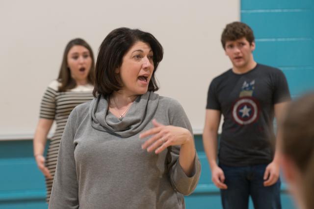Westfield State students work with a vocal coach