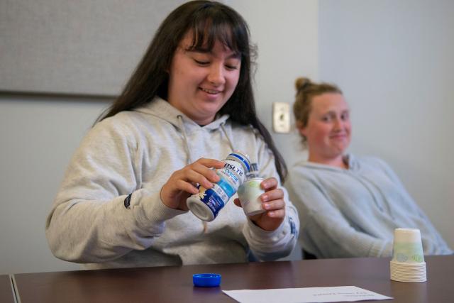 A Health Sciences student in Gerontology class