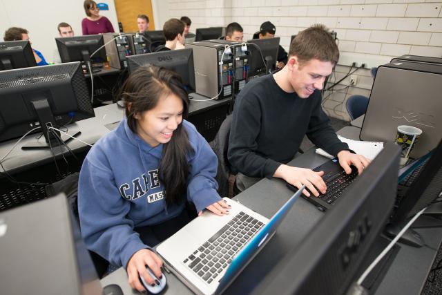 Westfield State Computer Science students in computer lab