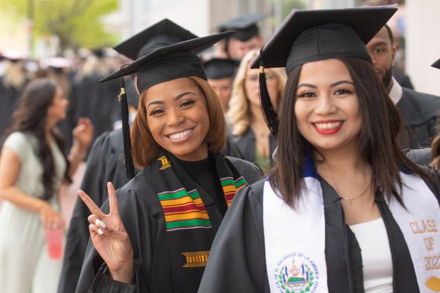 Students at undergraduate commencement