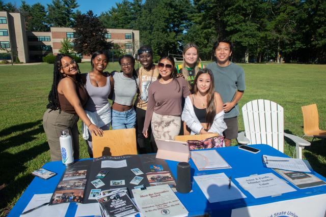 Asian and Pacific Islander Student Union Group Smiling on the Campus Green