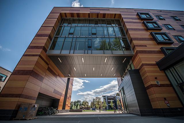 University Hall photographed from a low angle.