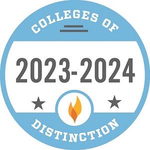 Colleges of Distinction 2023-2024 award round with blue border