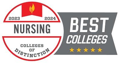 Colleges of Distinction 2023-2024 nursing award with red border