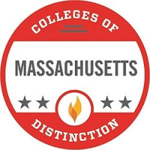 Colleges of Distinction 2023-2024 Massachusetts award round with red border