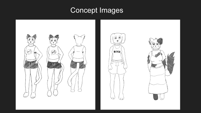 Concept images showing illustrations of cat and dog dressed in clothing.