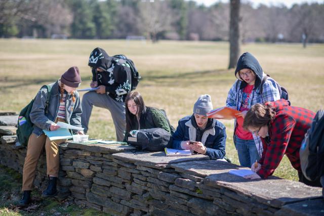 Group of science students in an outdoor lab at Stanley Park.