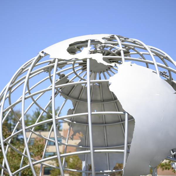 Globe on the campus green