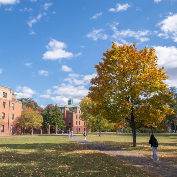 Courtney and Campus Green in Fall