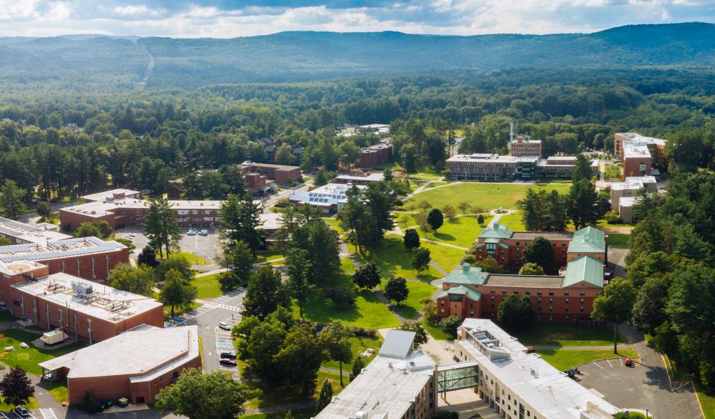 aerial image of the Westfield State campus