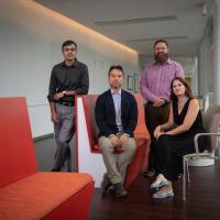 (From left) Subramanain Vaitheeswaran, Mao-Lun Weng, Jesse Johnson and Kimberly Berman make up the STEM faculty at Westfield State who are a recipients of a National Science Foundation grant, Aug 2023